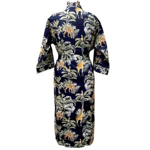 Kimono de Algodón para Mujer, Cuello en V, Cierre con Cinturón, Largo Completo, Suave y Transpirable, Estampado, para Playa o Hotel - Product Image 6