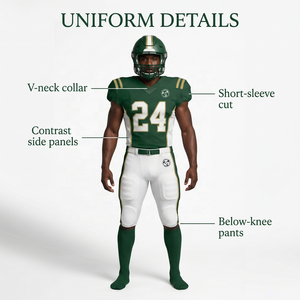 Conjunto de Uniforme de Fútbol Americano para Hombre Adulto, Verde y Blanco, Casco, Jersey, Pantalones, Equipo de Protección - Product Image 2