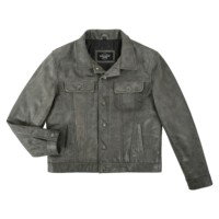 Veste en cuir de buffle vintage grise pour homme, véritable cuir vieilli, fabrication OEM ODM, vente en gros, fabricant de marques privées