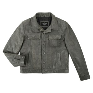 Chaqueta de Cuero Estilo Trucker para Hombre, Color Gris, Cuero de Búfalo Vintage, Chaqueta de Cuero Genuino Desgastado, Fabricante OEM ODM, Venta al Por Mayor, Marca Privada - Product Image 4