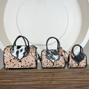Handcrafted Genuine <b>Leather</b> <b>Tooled</b> Western Speedy Bag Cowhide <b>Leather</b> Floral Design Lady Shoulder Multipurpose Speedy Handbag - Product Image 4
