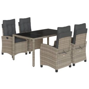 Set da Pranzo da Giardino in Rattan Grigio per 4 Persone, Resistente alle Intemperie, Design Contemporaneo - Product Image 2