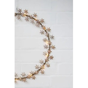 Guirnalda de Estrellas Mágicas con un Marco Circular Delgado Detallado con Mini Estrellas Plateadas Antiguas y Luces Cálidas Entrelazadas para Decoración - Product Image 6