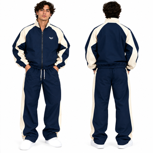 Conjunto de Chaqueta Deportiva Oversize Personalizada para Hombre, Ligera, con Paneles en Contraste, Cortavientos, Chándal OEM con Cremallera Frontal y Capucha con Cuello Alto - Product Image 4