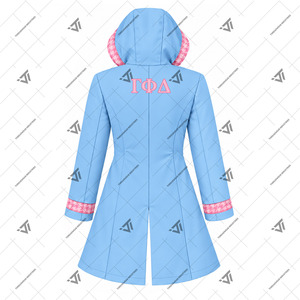 Chaqueta Impermeable con Capucha de Pata de Gallo para Mujer, Ropa de la Hermandad Gamma Phi Delta, Chaqueta de Exterior Cortavientos con Bordado Personalizado al por Mayor - Product Image 3