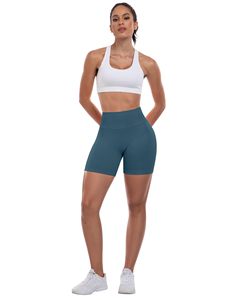 Women Biker Shorts Workout Gym Shorts High Waisted Tummy Control Butt Lifting Running Sports Yoga <b>Booty</b> Scrunch Butt Shorts - Product Image 3