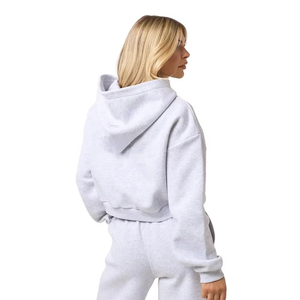 Ensemble décontracté tendance pour femme : sweat à capuche zippé et pantalon large en molleton doux en coton (deux pièces) - Product Image 4