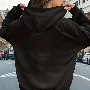 Sudadera con capucha brillante con pedrería para mujer, lista para enviar, 100% algodón, 350 GSM, con diamantes, en stock, venta al por mayor - Product Image 2