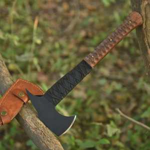 Stainless Steel Industrial Grade Custom Handmade Flat <b>Backed</b> Hunting Axe with Wood Handle for Camping and Hunting Viking Axe - Product Image 5