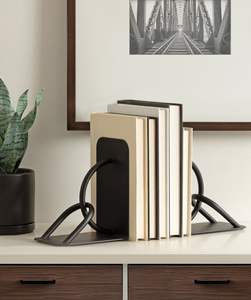 Reliable Manufacturer Aluminum Gold And Black Bookends With Strong Base For Secure <b>Book</b> Holding On Shelves And Desks - Product Image 4