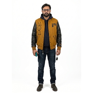 Veste universitaire premium pour homme Heritage Letterman Streetwear, en laine méltone, manches en cuir véritable, fermeture éclair brodée, personnalisable OEM - Product Image 1