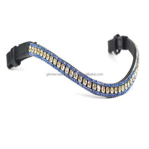 Cristales decorativos hechos a mano Productos Ecuestres de Carreras de Caballos forma de onda banda de cejas de caballo de cuero inglés negro para brida - Product Image 4