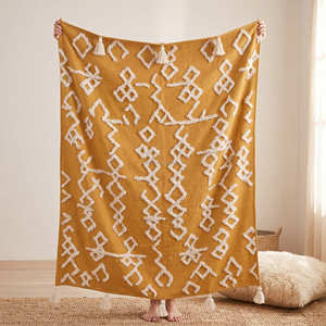Plaid de luxe tufté géométrique en coton tissé, toucher doux, pour canapé et décoration d'ambiance - Product Image 1