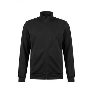 High Seeling Custom Logo Men's Black Full Zip Tracksuit <b>Set</b> <b>Knitted</b> Polyester Casual Autumn Wear Breathable Stand Collar Joggers - Product Image 3