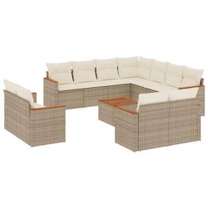 Conjunto de Sofás Modulares Grandes de Ratán Sintético PE Beige para Jardín, Muebles Modulares Cómodos para Exteriores - Product Image 2