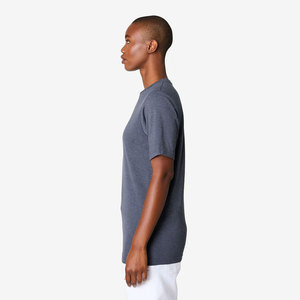 T-shirt décontracté à manches courtes et col rond pour femme, coupe classique, gris uni, 100 % coton jersey, toutes saisons, noir, en coton peigné - Product Image 3