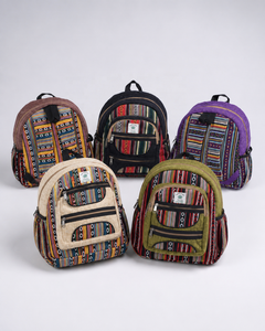 Wholesale Unisex Hemp Cotton Backpack 40% Hemp 60% Cotton Nepalese Woven Travel School Bag - Product Image 1