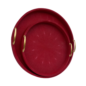 Plateaux de service ronds de luxe en galuchat pour table basse ou décor de salon pour la Saint-Valentin OEM/ODM Bienvenue - Product Image 3