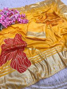 Sari de Seda Dola de Diseño Exclusivo con Blusa Elegante, Moderno y Estilizado, Última Moda India, para Fiestas, Casual, para Mujer - Product Image 4