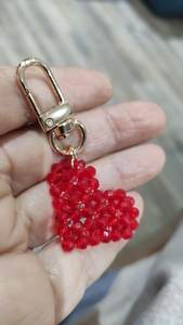 Handmade Classic Eco-Friendly Beaded <b>Keychain</b> with <b>Customized</b> Circle Pattern Floral Embroidery Unique Fashion Bag Accessory - Product Image 2