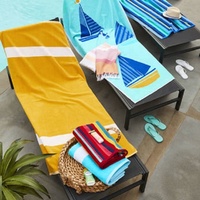 Serviette de plage extérieure 100 % coton éponge à carreaux, écologique, séchage rapide, toutes saisons, impression personnalisée, taille personnalisable