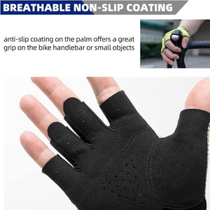 Gants de cyclisme unisexes mi-doigts jaunes à motif pois noirs, respirants, en polyester enduit de polyuréthane, antidérapants, ajustement universel - Product Image 4
