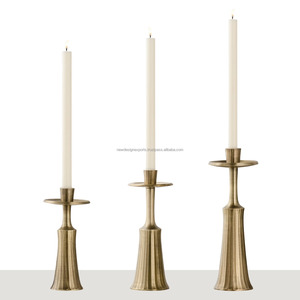 Premium 3-Piece Fluted Taper <b>CandleStick</b> Holder Set • Modernist Column Candle Centerpiece - Product Image 4