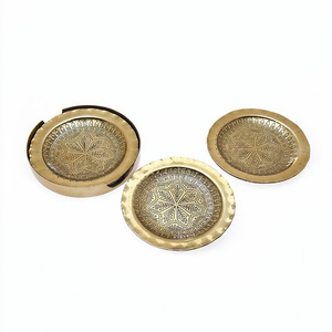 Elegant Antique Brass Coasters Durable Quality with Elegant Finished New Brass Metal Coaster Mats & <b>Pads</b> Wholesale Prices - Product Image 1