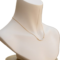 Kalung Emas Padat 10K 14K 18K Model Batang Melengkung Berlian, Kalung Minimalis Modern, Liontin Cluster, Perhiasan Pernikahan