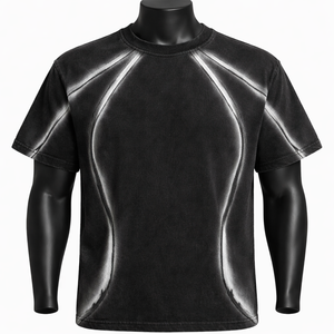 เสื้อยืดสตรีทแวร์วินเทจสีสันตามสั่ง ล้างสีแบบแอซิดวอช สำหรับผู้ชาย ผ้าฝ้ายถัก แห้งเร็ว ระบายอากาศดี รุ่นปี 2026 - Product Image 1