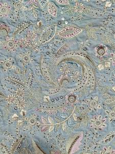Velvet Embroidery <b>Fabric</b> for Sherwani Premium Embroidered Textile for Men Traditional <b>Indian</b> Wedding Wear Kurta and Ethnic Cloth - Product Image 4