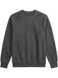 Sweat-shirt en polaire pour homme, col rond, pull-over uni, manches longues, décontracté, chaud pour l'hiver, en coton doux, OEM - Product Image 2