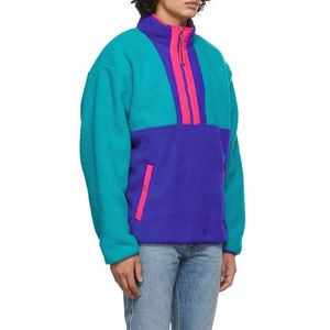 Pakistani Supplier Corduroy Autumn <b>Long</b> Sherpa <b>Jacket</b> Half Zipper Pullover Color Block Design for <b>Men</b> - Product Image 6