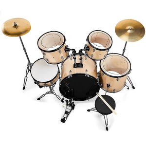 Set Batteria Jazz Completo per Adulti 5 Pezzi: Grancassa Champagne, Piatto Ride 16'', Hi-Hat 14'', Due Tom e Floor Tom, Rullante - Product Image 5