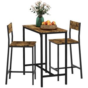 Industrial Style 3-Piece Pub <b>Dining</b> Set Rustic Brown Counter Height Table and Bar <b>Stools</b> for Small Spaces - Product Image 1