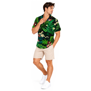Mens Horn Button Front Vacation <b>Shirt</b> Premium Graphic Print Polyester <b>Resort</b> Holiday Casual Summer Fully Sublimated Anti-Wrinkle - Product Image 4