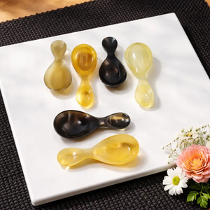 Ensemble de 3 cuillères pour nouveau-né en corne de buffle, 85 mm, faites à la main, manche rond, cadeau, cuisine, petite cuillère antique - Product Image 3