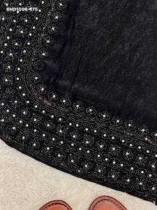 Conjunto de Kurti-Pantalón-Dupatta Negro de Manga Larga, Listo para Usar, con Bordado de Cuentas y Seda de Primera Calidad, Moda Femenina - Product Image 6