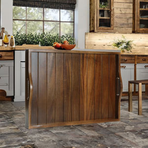 Plateau de service rectangulaire en bois massif écologique avec poignées pour hôtels et restaurants – Retour à l'école - Product Image 2