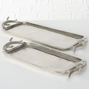 Plateau de service rectangulaire en aluminium moulé, fait main, rustique, décoratif, pour la maison, la cuisine, la table à manger, centre de table - Product Image 5