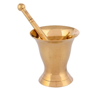 Mortier et pilon en laiton de haute qualité avec finition polie pour le broyage manuel du café et des épices, ustensile de cuisine en métal Imam Dasta - Product Image 1