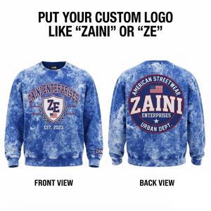 Sweat-shirt Premium 350 GSM en Polaire Polyester/Coton Délavé à l'Acide, Teinture Tie-Dye, Brodé, Écologique, avec Logo Personnalisé Sérigraphié, Coupe Classique - Product Image 1