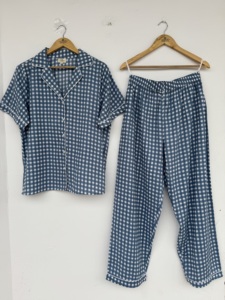 Women's 100% Cotton Gingham <b>Pajama</b> Set Short Sleeve Button-Up Sleepwear Regular Fit <b>Plaid</b> Pattern Casual Lounge Wear - Product Image 1