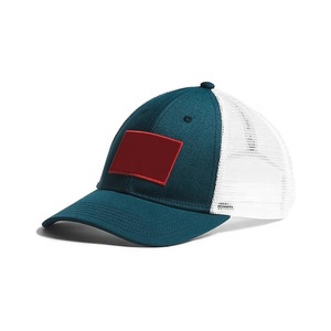 Casquette Trucker en Maille Blanc Teal 100% Acrylique, 6 Panneaux, Réglable, Unisexe, Décontractée, Printemps-Été, Broderie Couleur Contrastante sur le Devant - Product Image 1