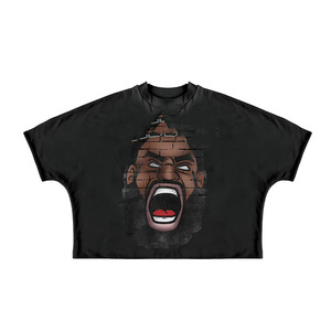 T-shirt court pour femme, 180 GSM, coton premium, doux, respirant, noir, impression graphique, logo personnalisé, t-shirt court respirant - Product Image 1