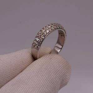18K Gold Plated 0.75 CT 3 Row Lab Grown Diamond Band <b>Ring</b> for Women | Luxury Trendy IGI Certified Wedding Anniversary <b>Ring</b> - Product Image 4