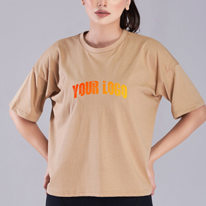Camisetas Extra Grandes 100% Algodón con Cuello Redondo para Mujer, Camiseta Informal Transpirable de Punto Personalizada para Mujer, Cuello Redondo, Manga Corta - Product Image 1