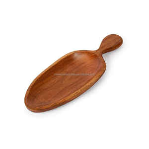 Plateau de service rond de luxe en bois naturel écologique fabriqué à la main pour décoration intérieure/extérieure - Product Image 1