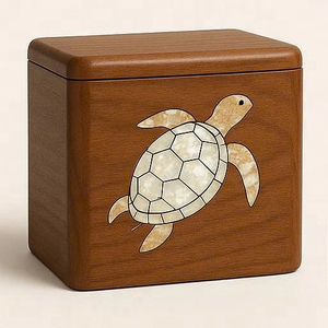 โกศไม้ทันสมัยหรูหราสำหรับขี้เถ้ารูปเต่าฝังแม่มุกทำจากเวียดนาม - Product Image 1