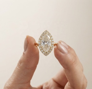 Bague de fiançailles en diamant de laboratoire taille marquise certifié IGI 2 carats, or massif 14 carats, bague de mariage de luxe, bijoux fins sur mesure - Product Image 1